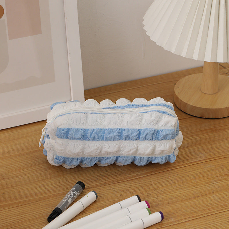 Wholesale Color Block Striped Large Capacity Pencil Case