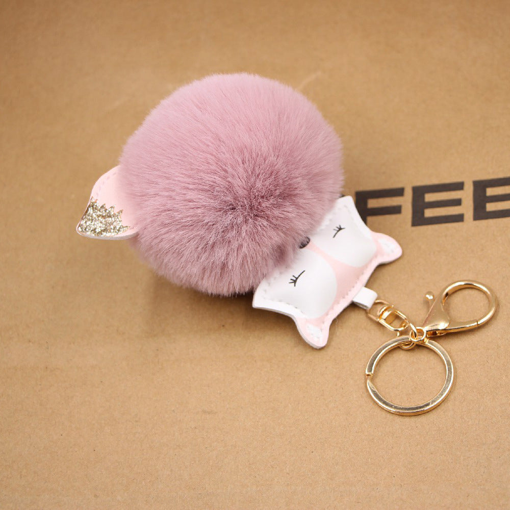 Wholesale Fox Pu Leather Plush Bag Keychain
