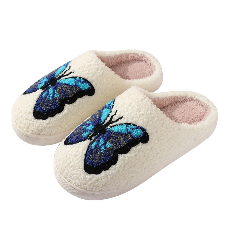 Wholesale Comfortable Home Warm Winter Butterfly Couple Thick Bottom Soft Bottom Thick Non-slip Cotton Slippers