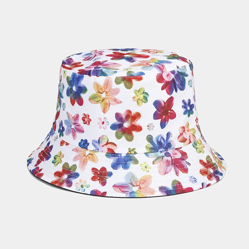 Wholesale  small floral pattern double-sided fisherman hat summer outdoor travel sun protection sun hat tide basin hat