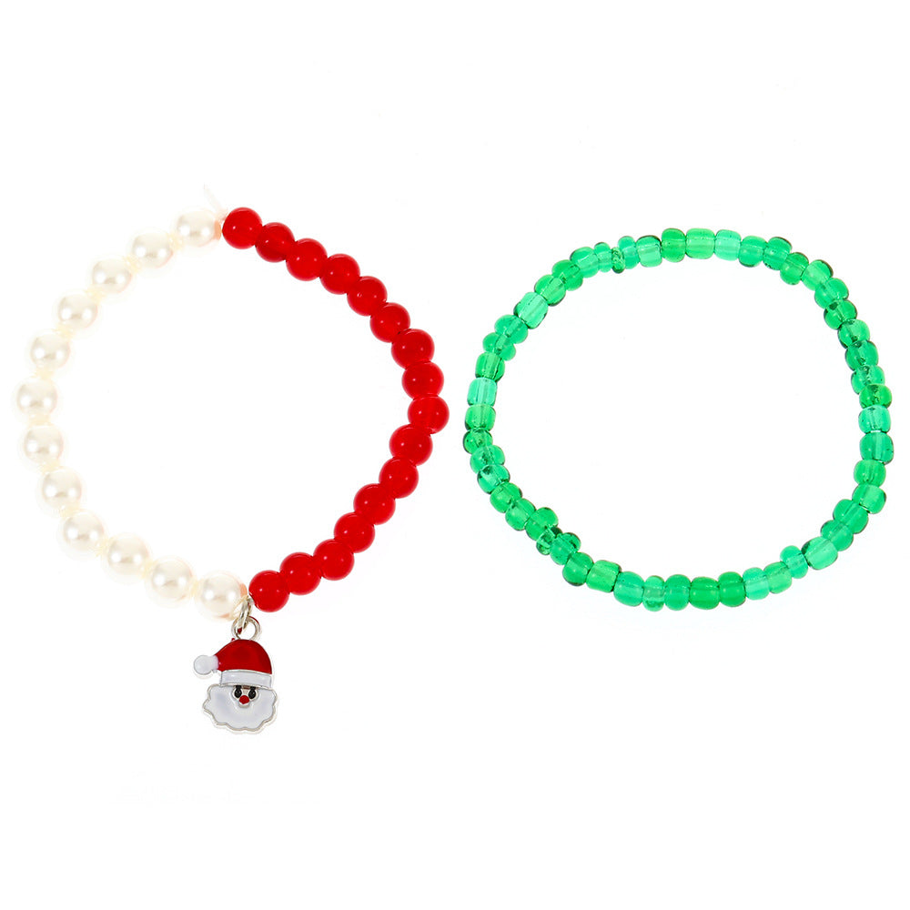 Wholesale Christmas Colorful Rice Beads Beaded Bracelet Set
