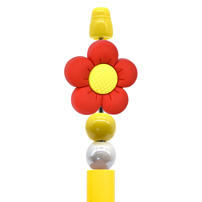 Wholesale Random100pcs Ballpoint Pen Beaded Accessories Cute Flowers Pvc Burnt Beads