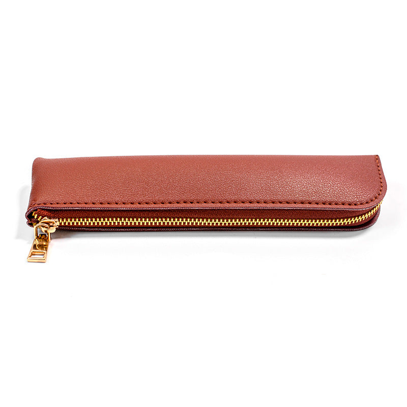 Wholesale Solid color leather large capacity pencil case