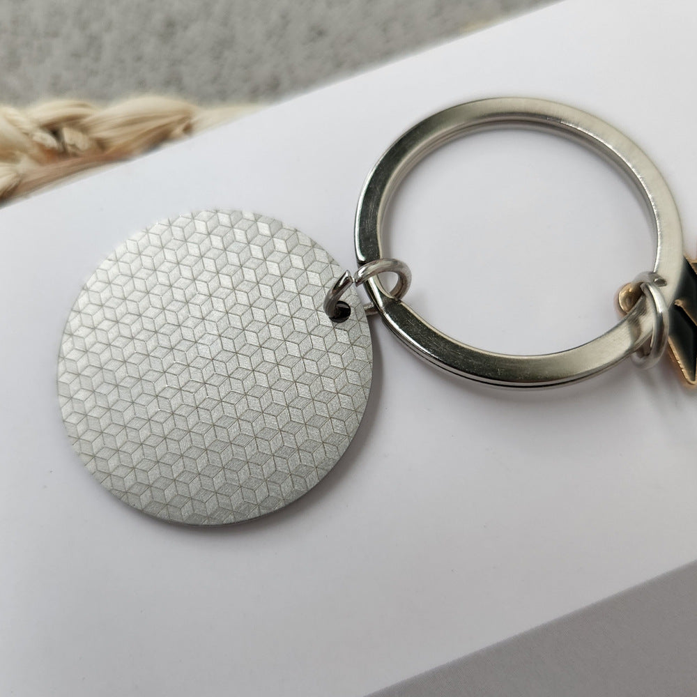 Wholesale Stainless steel round keychain for graduation season and opening gift