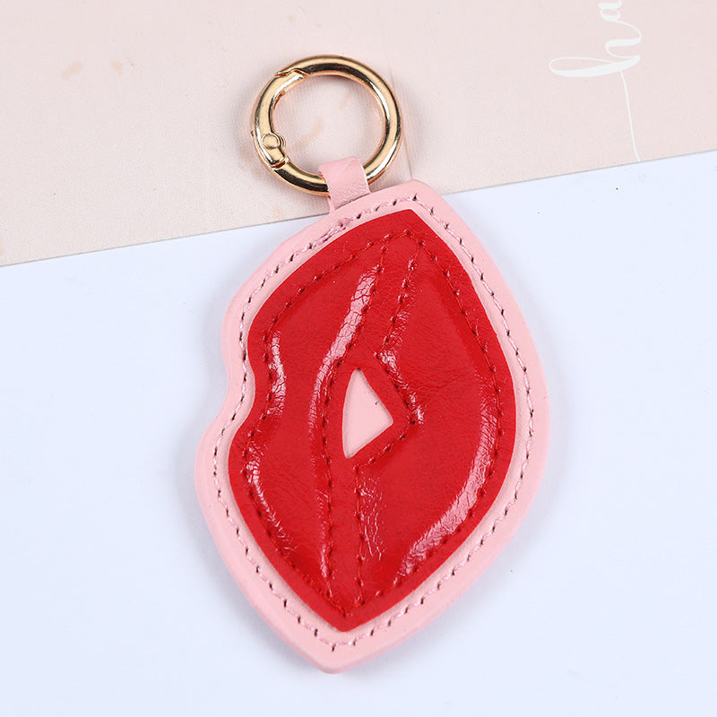 Wholesale Big Red Lip Leather Love Strawberry Keychain Pendant Bag Hanging