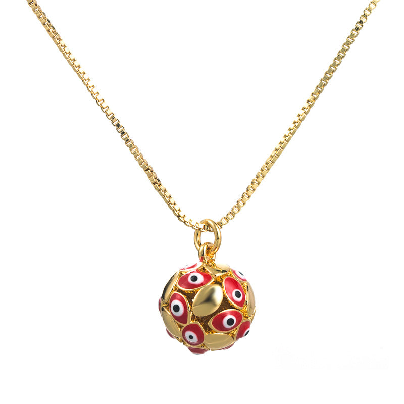 Wholesale copper plated real gold dripping eye geometric spherical evil eye necklace