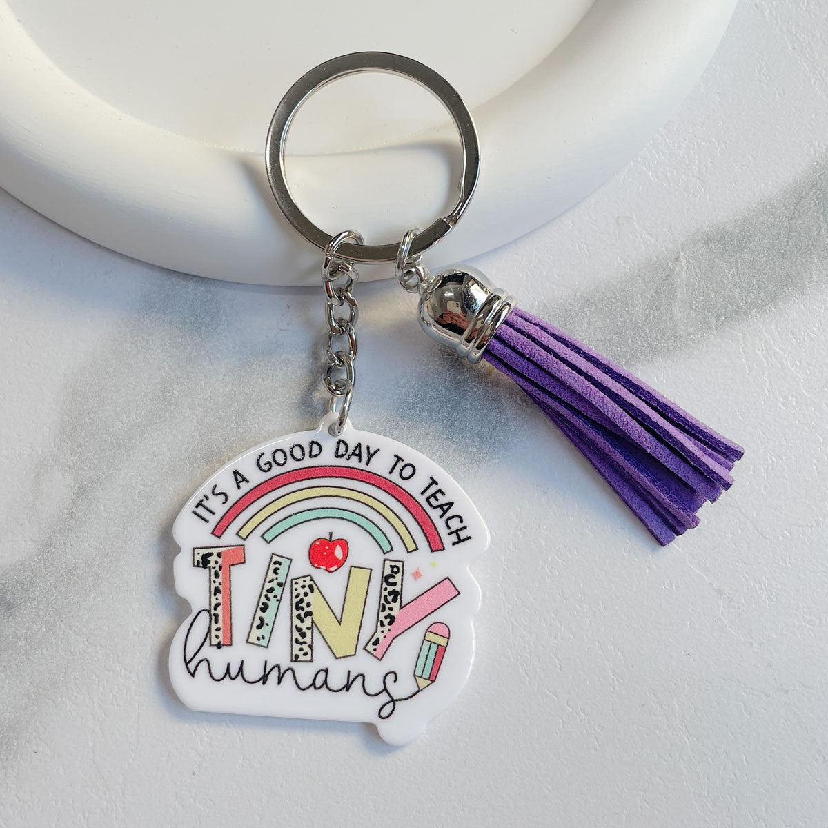 Wholesale Teacher Gifts Acrylic Letter Tassel Pendant Keychain