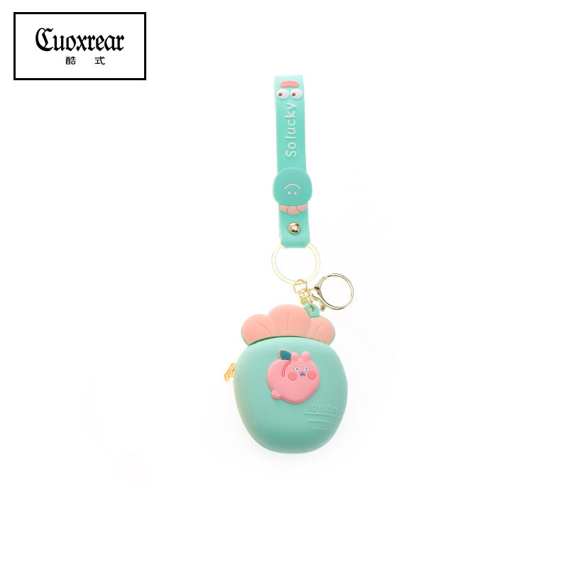Wholesale Cute Radish Strawberry Mini Coin Purse Silica gel Keychain