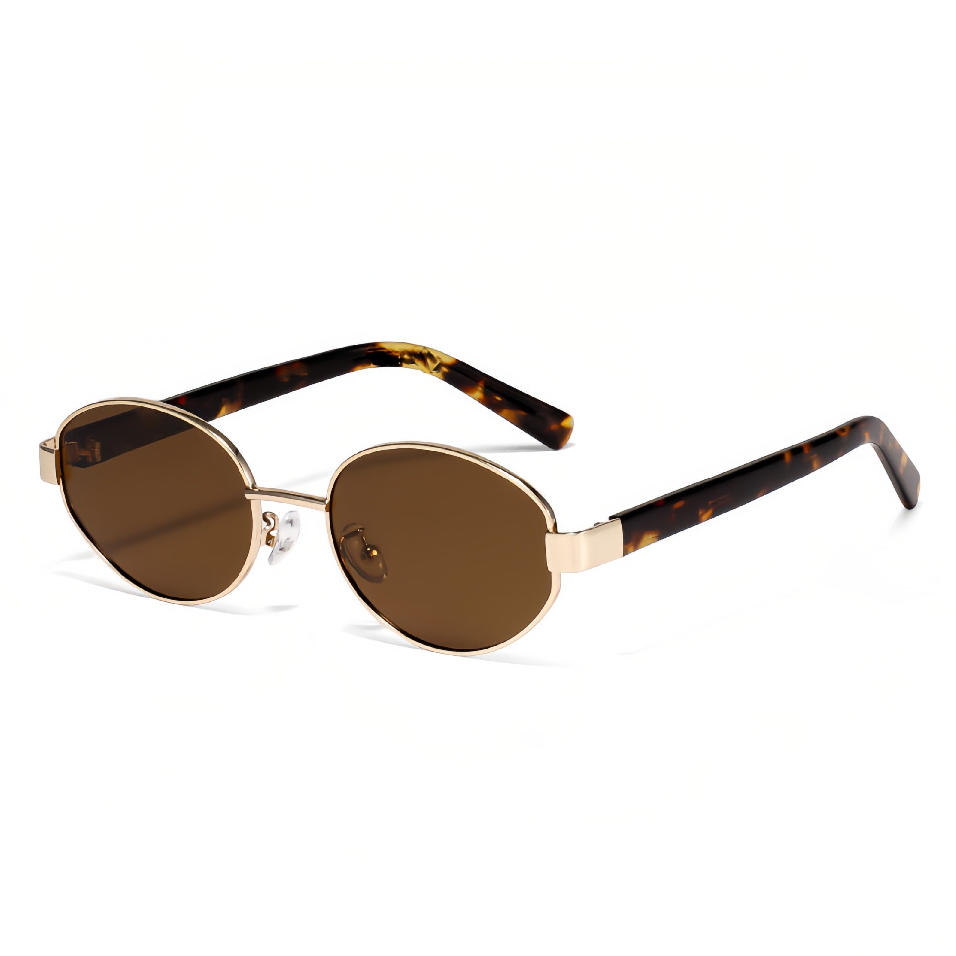 Wholesale Oval Retro Small Frame Brown Sunglasses
