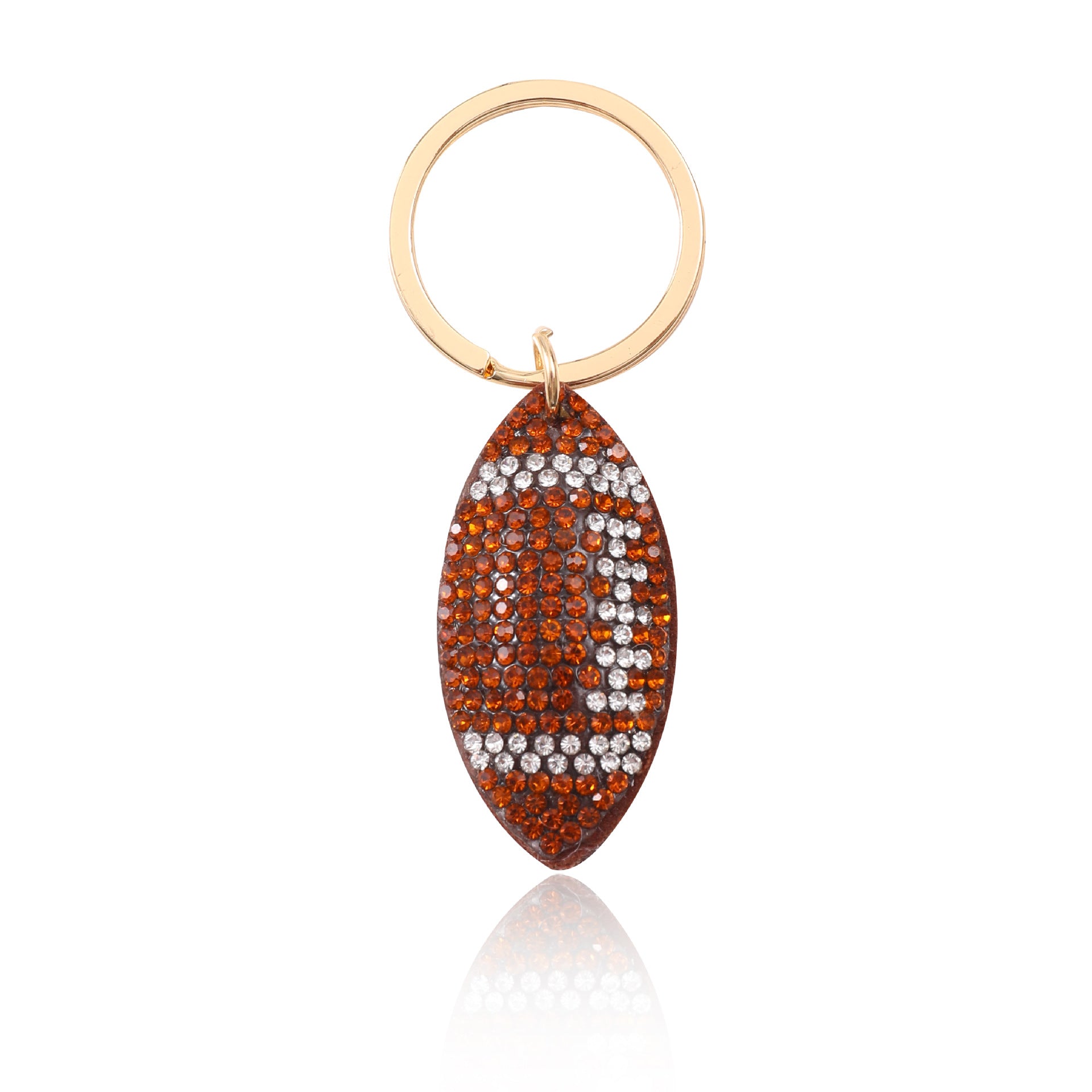 Wholesale Sports Style Rugby Brown Leather Rhinestone Keychain