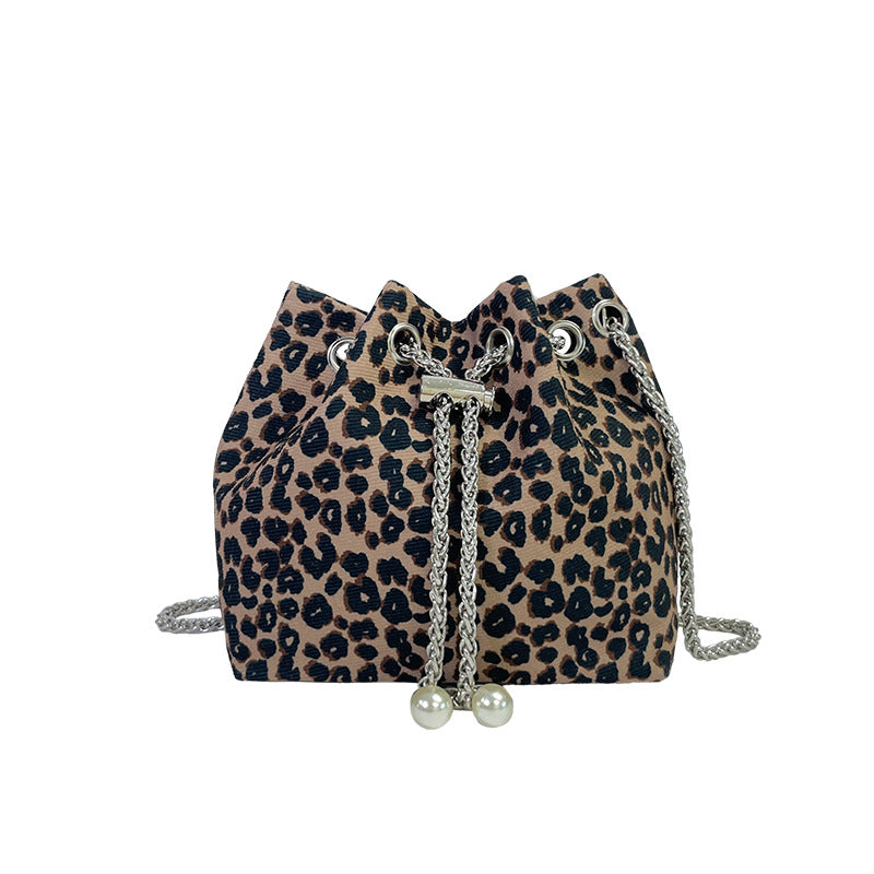 Wholesale Canvas Cow Print Leopard Chain Shoulder Bag
