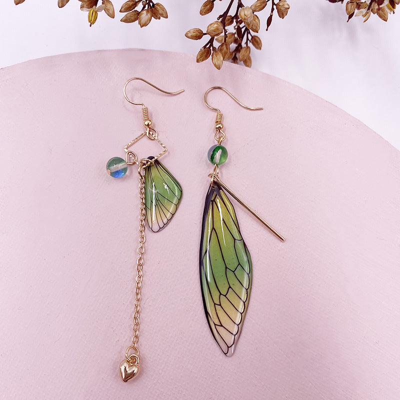 Wholesale Simulation Cicada Wing Long Tassel Earrings