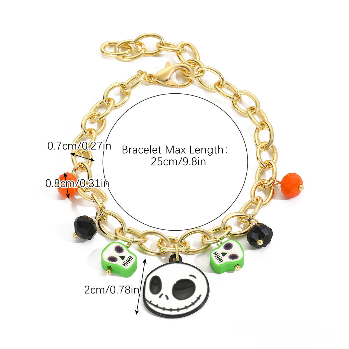 Wholesale Rice Ball Pumpkin Skull Pendant Halloween Bracelet