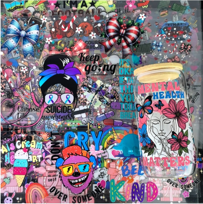 Wholesale 16oz Steel Cup UV DTF Stickers Random 10pcs/20pcs/50pcs Wraps for DIY Craftlaser wraps