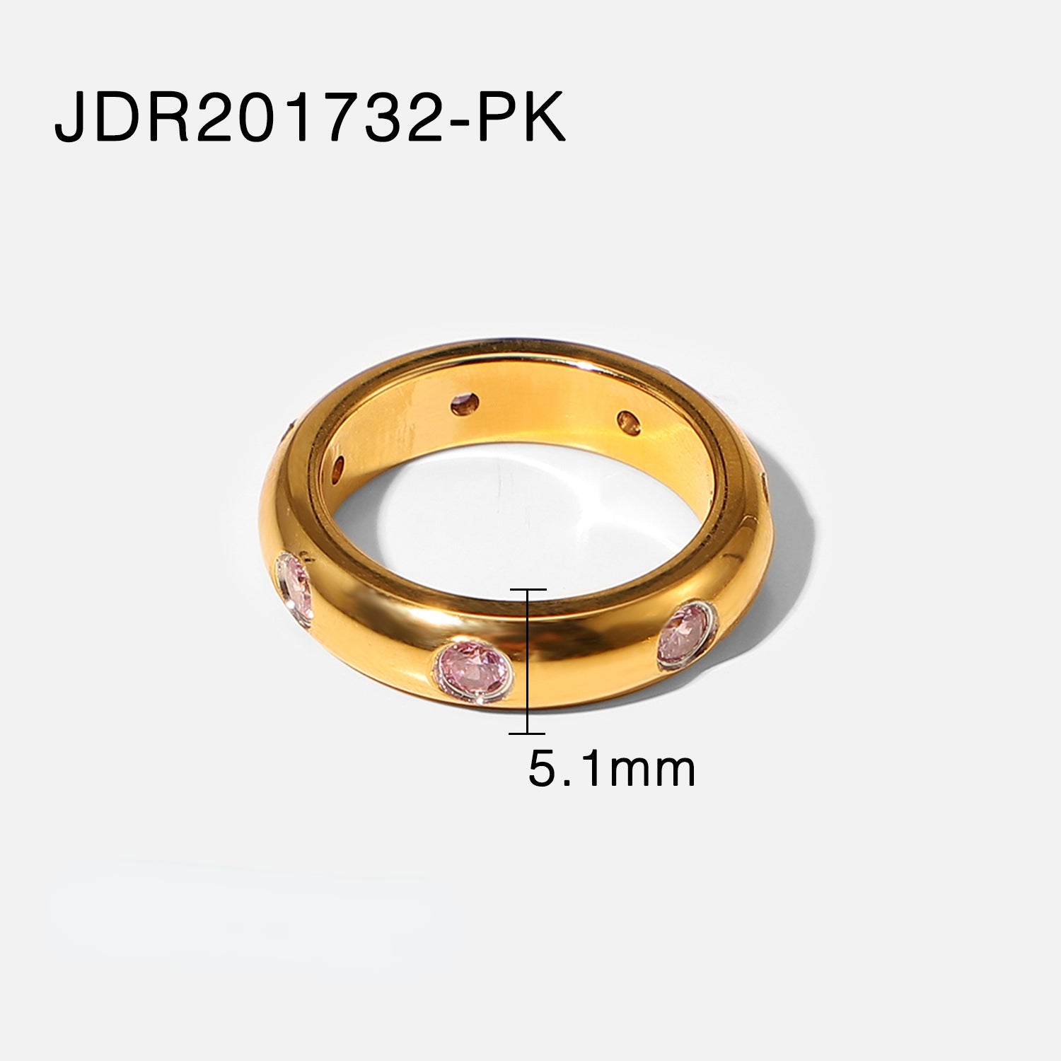 Wholesale 18K Gold Stainless Steel Retro Micro Set Green/pink/white Zircon Ring