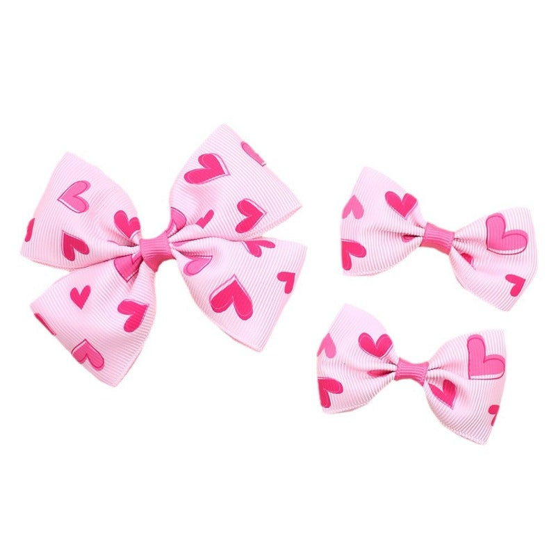 Wholesale 5pcs Valentine's Day Love Heart Children's Girl Side Clip One Large and Two Small Hairpins