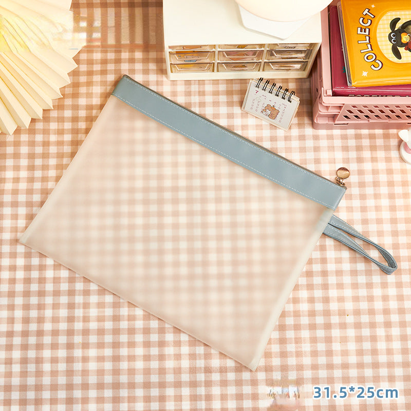 Wholesale PVC Transparent Portable Zipper A4 File Bag