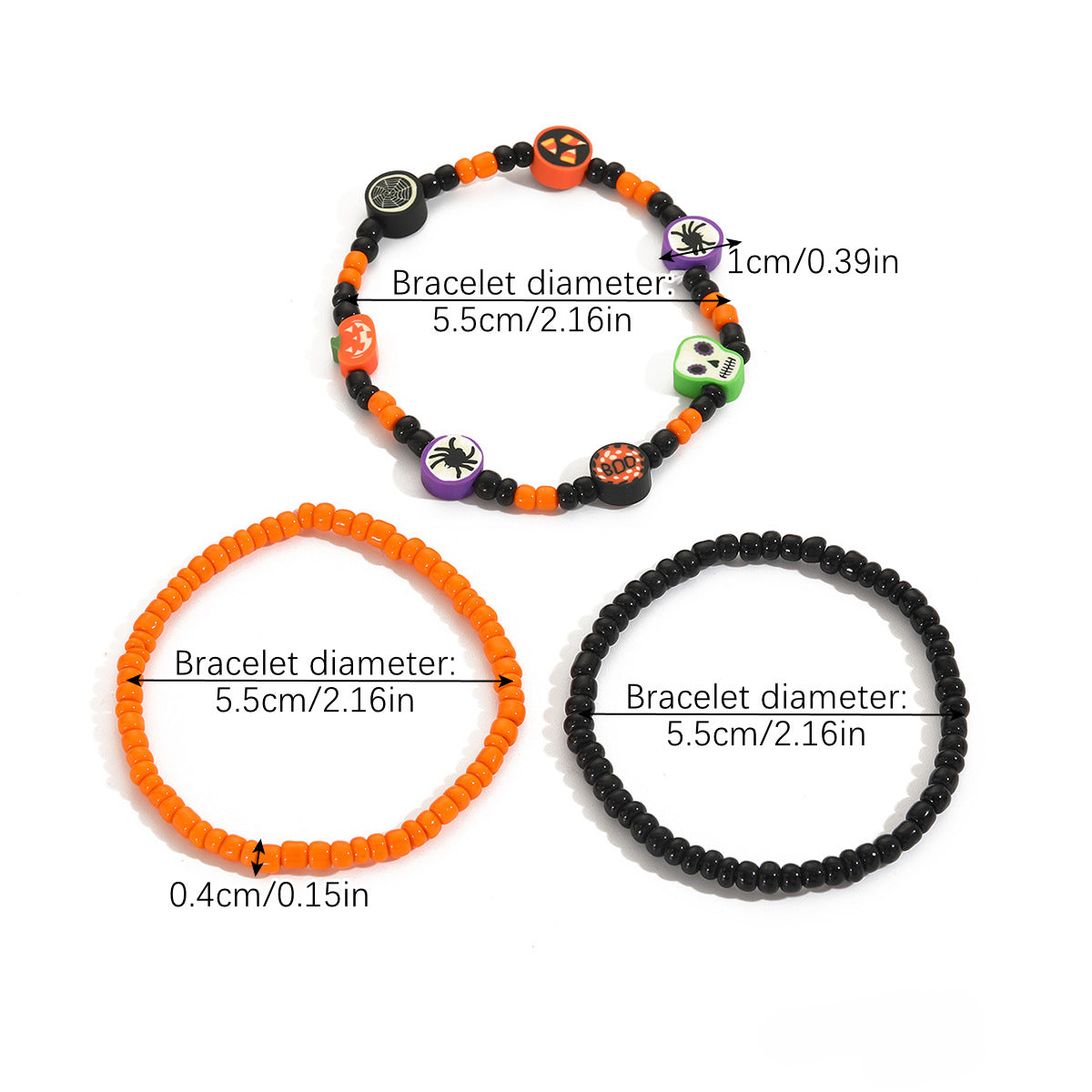 Wholesale Rice Ball Pumpkin Skull Pendant Halloween Bracelet