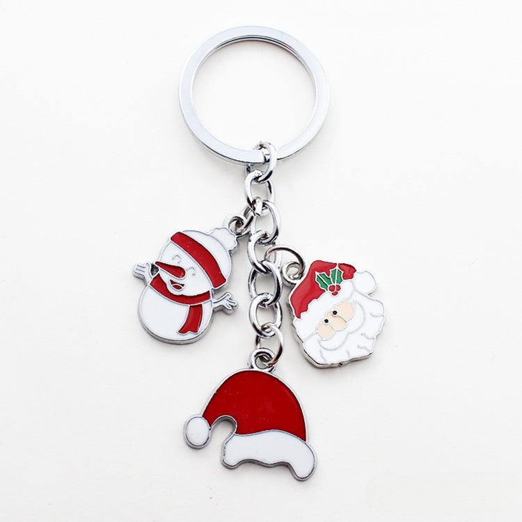 Wholesale Christmas Santa Claus Bell Snowflake Drop Oil Zinc Alloy Keychain