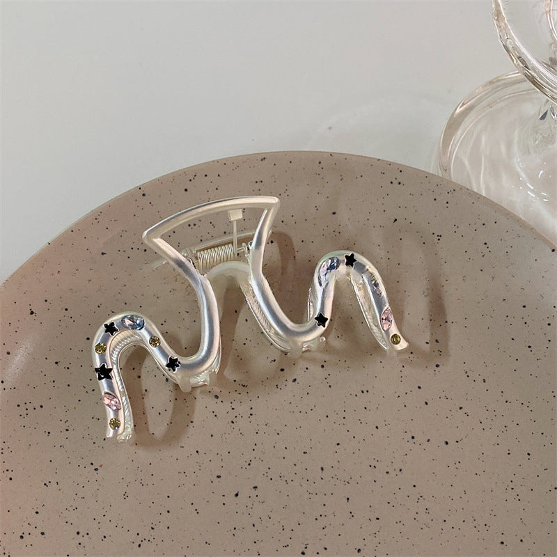 Wholesale Rhinestone Geometric Sub-silver Metal Shark Clip