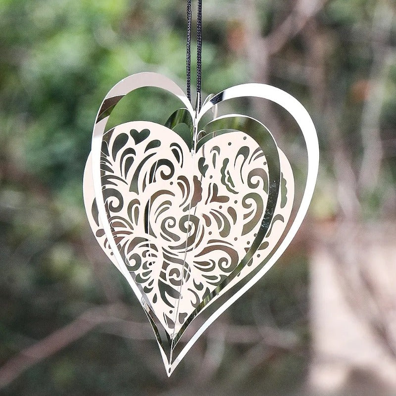 Wholesale 3D Pulsating Heart-shaped Rotating Stainless Steel Wind Chimes