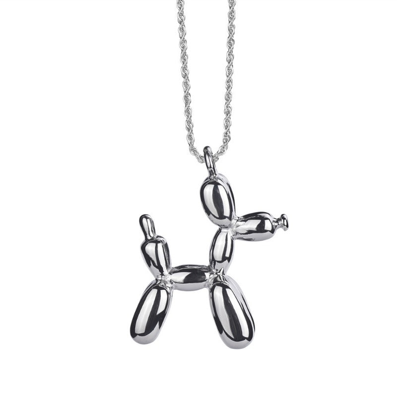 Wholesale Hip-hop Balloon Dog Pendant Necklace with Stainless Steel Chain