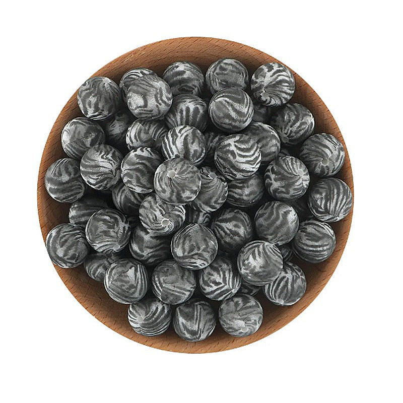 Wholesale 50pcs 15mm Water Transfer Ink Dot Pattern Silicone Beads