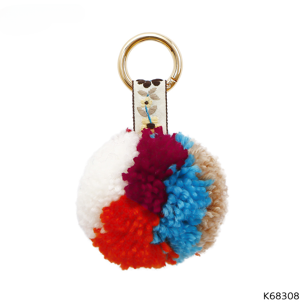 Wholesale Plush Color Matching Fur Ball Handmade Bag Pendant Key Chain