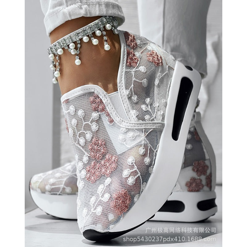 Wholesale Women's New Fashion All-match Colorful Rose Sneakers