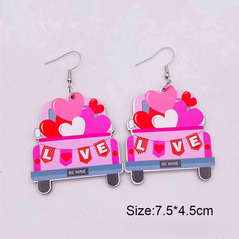 Wholesale Valentine's Day Love Hot Air Balloon Dwarf Lips Wooden Earrings