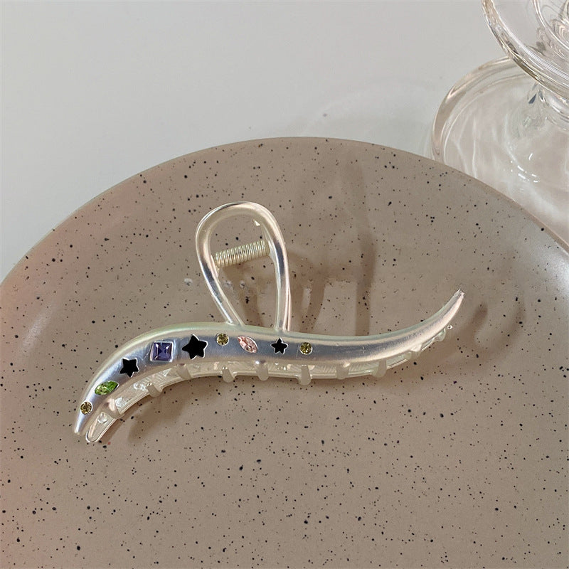 Wholesale Rhinestone Geometric Sub-silver Metal Shark Clip