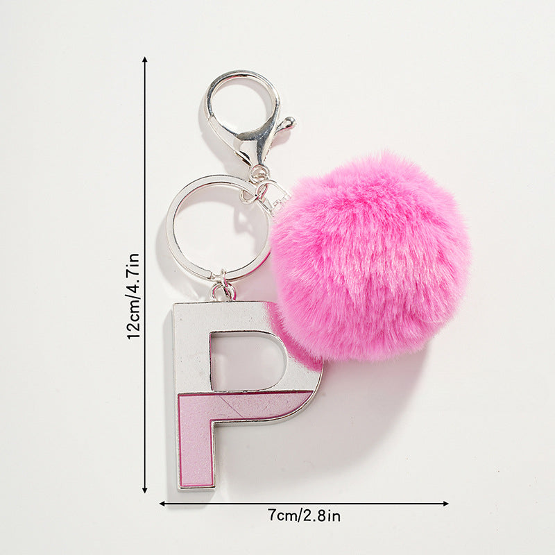 Wholesale Pink Ball Letter Metal Keychain