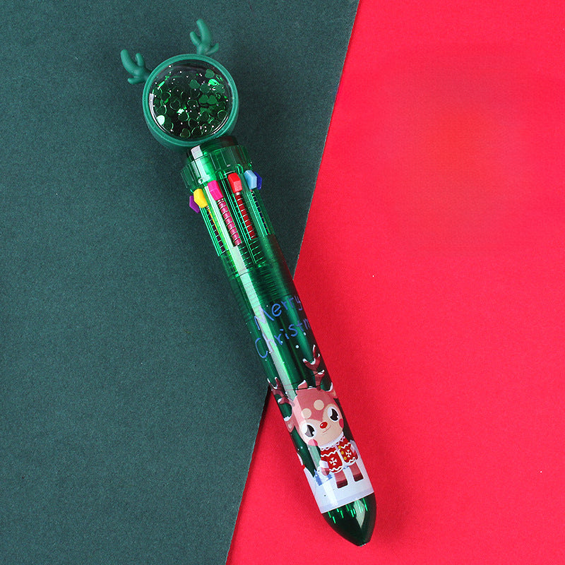Wholesale Christmas Sequins 10 Colors Push Plastic Ballpoint Pen
