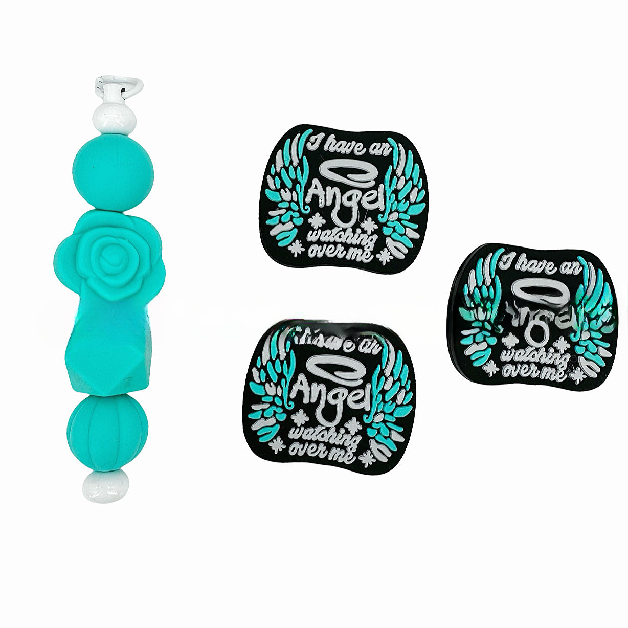 Wholesale 10pcs Wings Dog Paw Angel Nail Boss Straight Hole Silicone Beads