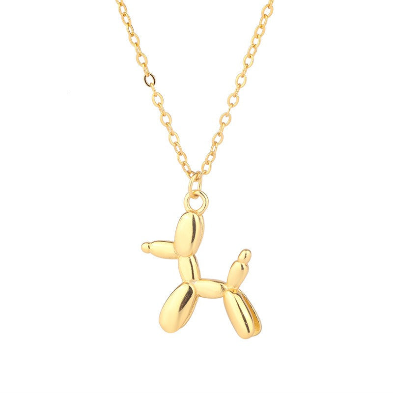 Wholesale Hip-hop Balloon Dog Pendant Necklace with Stainless Steel Chain