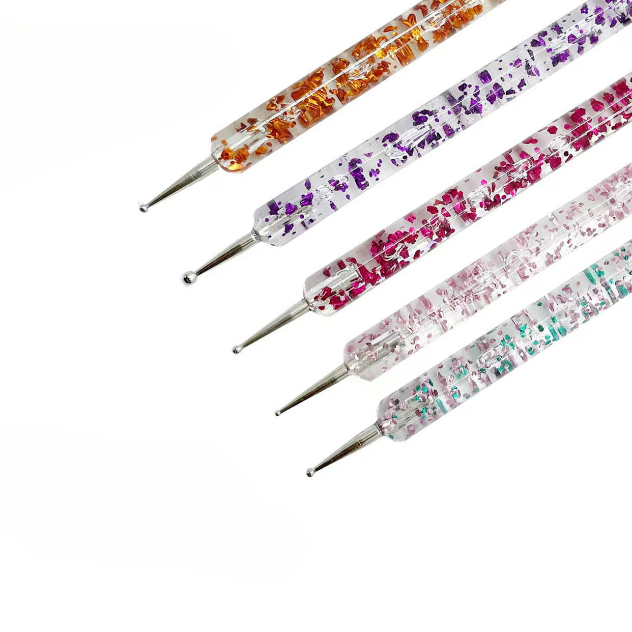Wholesale 5pcs/pack Spot Drill Pen Nail Art Double-ended Acrylic Pen Barrel Double-ended Flower Needle