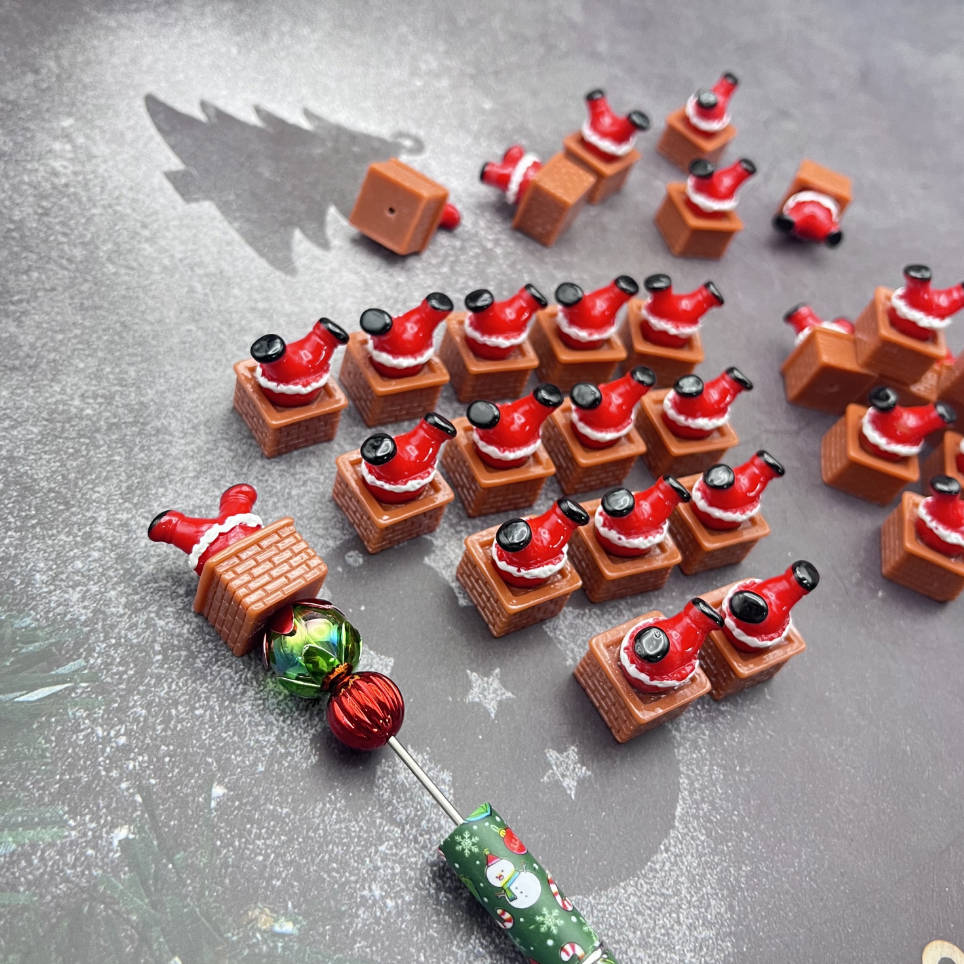 Wholesale Christmas Santa Claus Coming Down The Chimney Pen Bead Topers