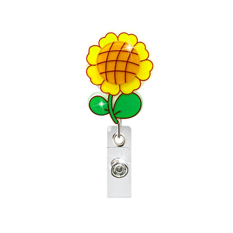 Wholesale Badge Reels Sunflower Retractable Keychain