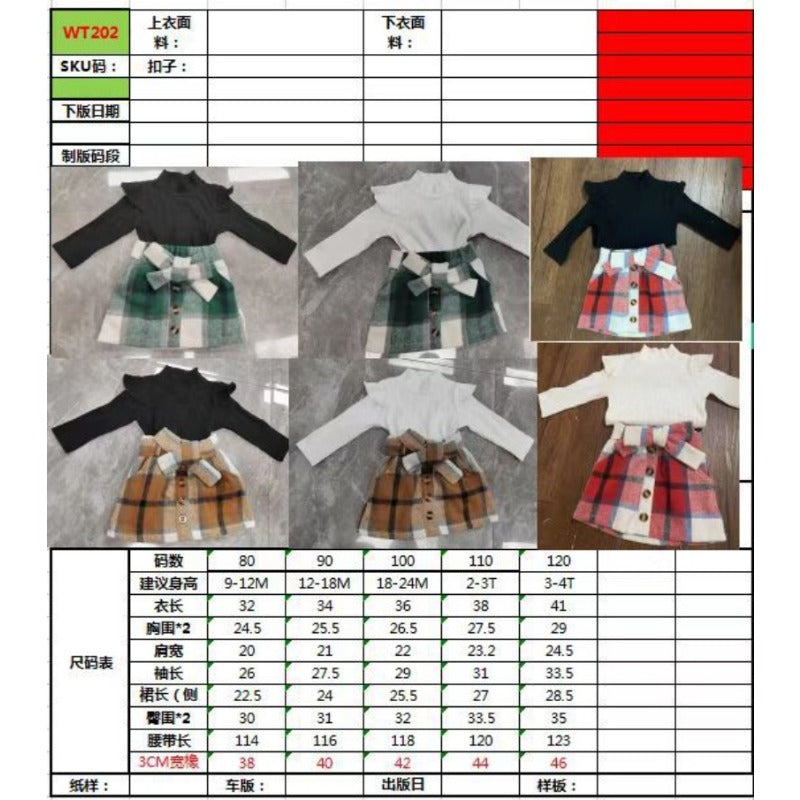 Wholesale Spring and Autumn Clothing Pit Bar Knitted Checkered Baby Clothes
