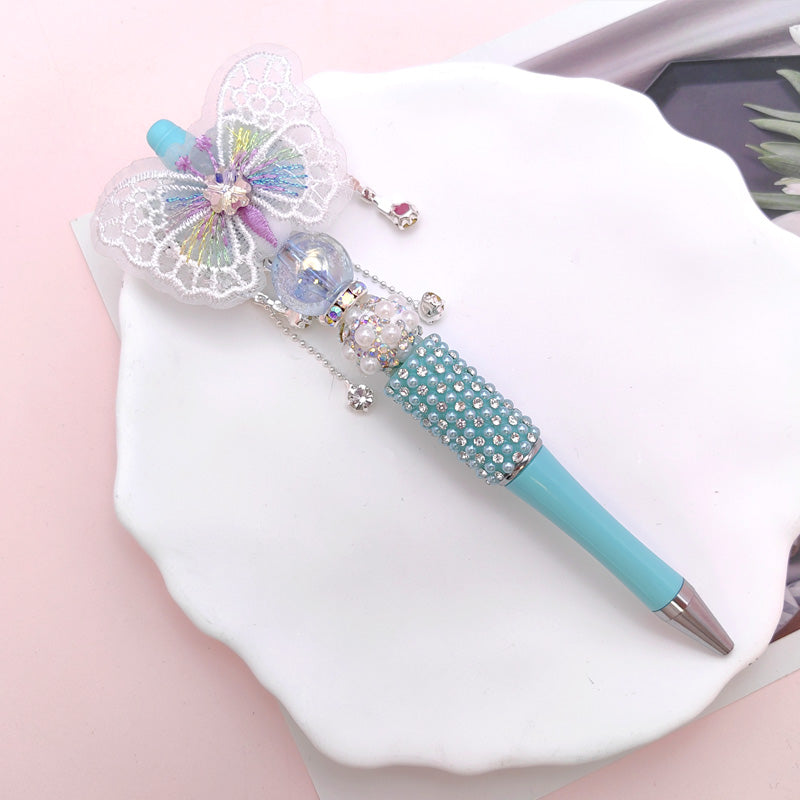 Wholesale Beaded Pen Pearl Rhinestone Bow Lace Pen Handmade Boutique Beaded Pen