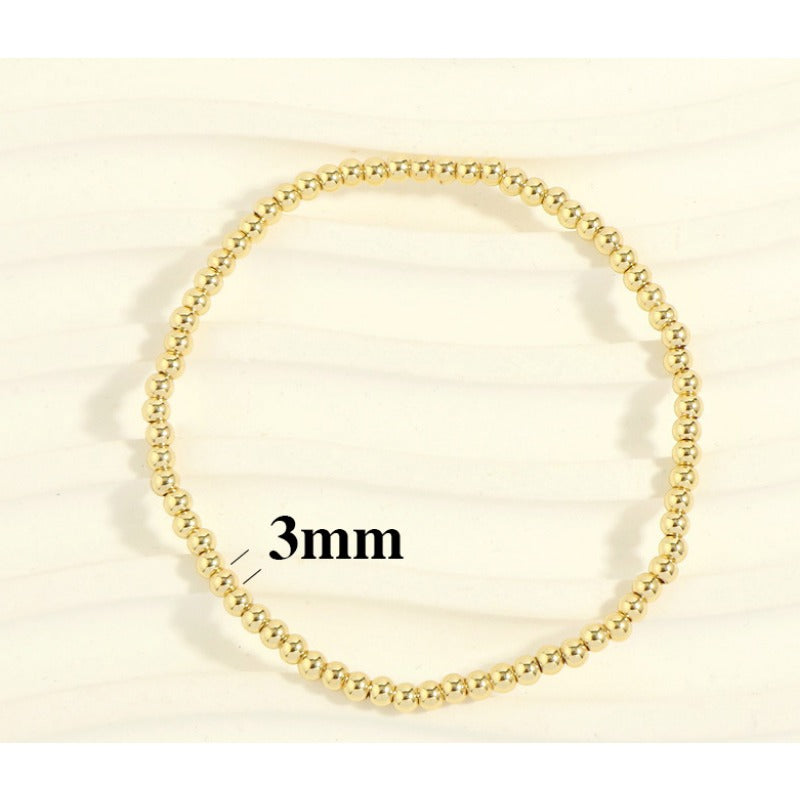 Wholesale Mother's Day 18K Gold Bead Elastic Copper Bracelet