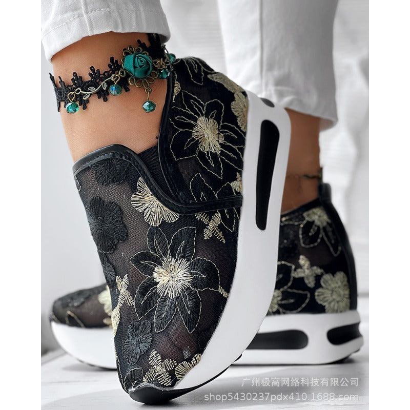 Wholesale Women's New Fashion All-match Colorful Rose Sneakers