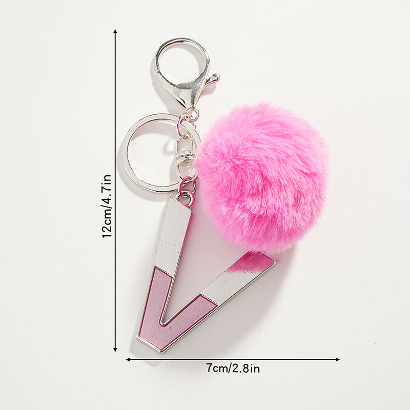 Wholesale Pink Ball Letter Metal Keychain