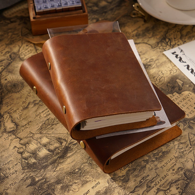 Wholesale Real Leather Vintage Loose Leaf Office Business Handmade Notebook