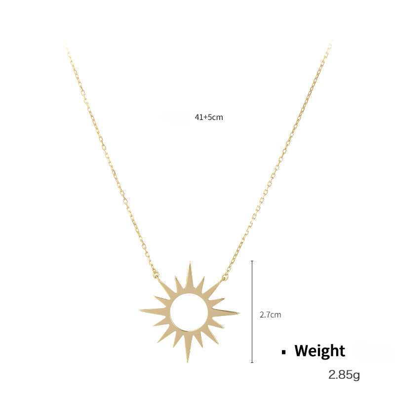 Wholesale Sterling Silver Geometric Sun Collarbone Chain Necklace