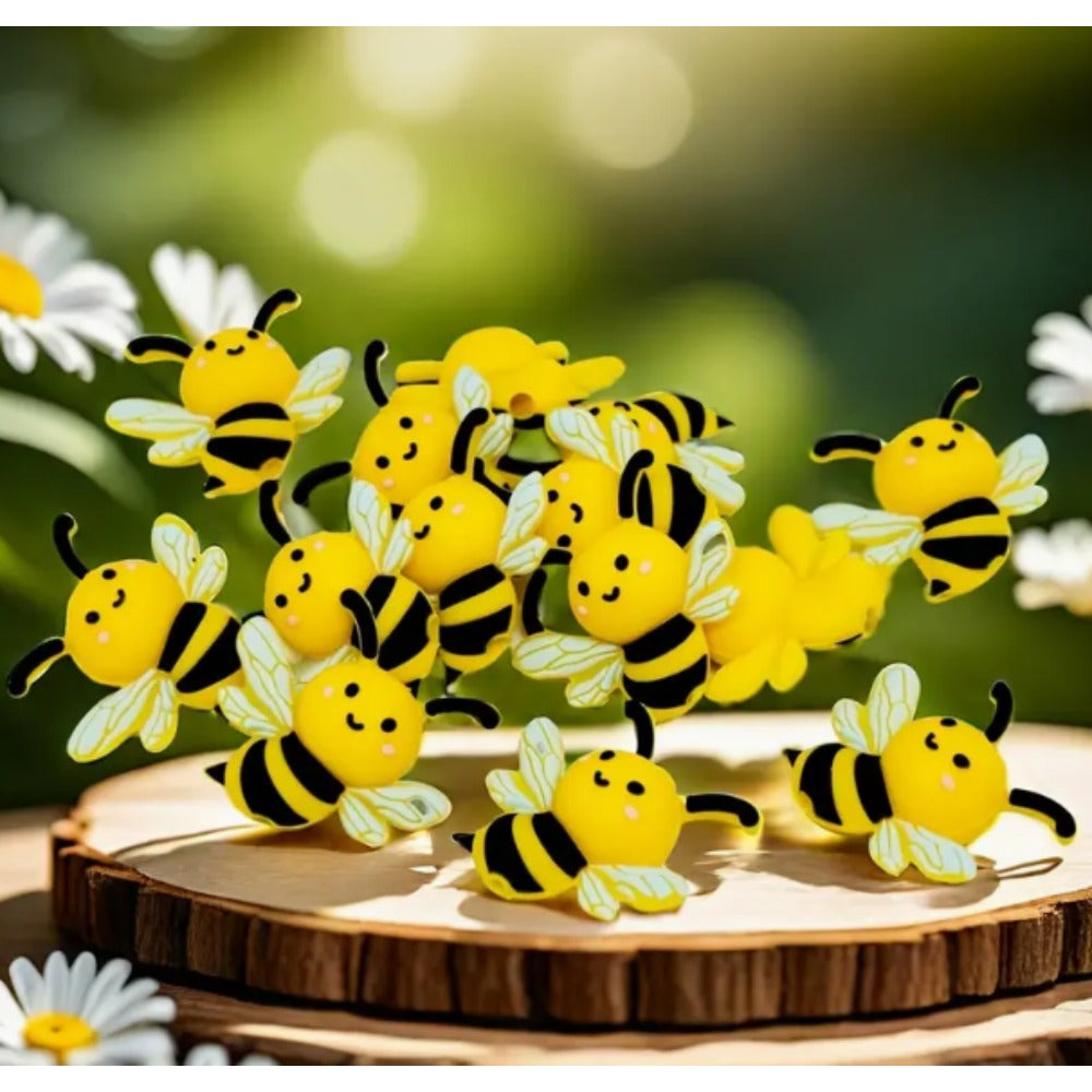 Wholesale 10pcs Cartoon 3D Cute Yellow Silicone Beads