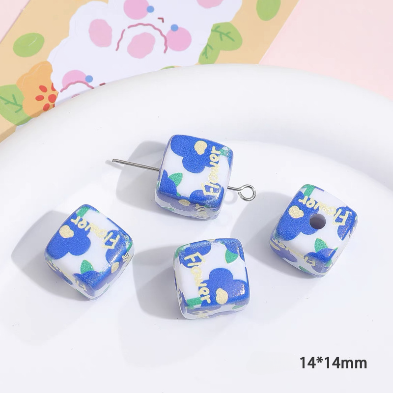 Wholesale 5pcs/pack Checkerboard Tulip Flowers Butterfly Heart Square String Beads