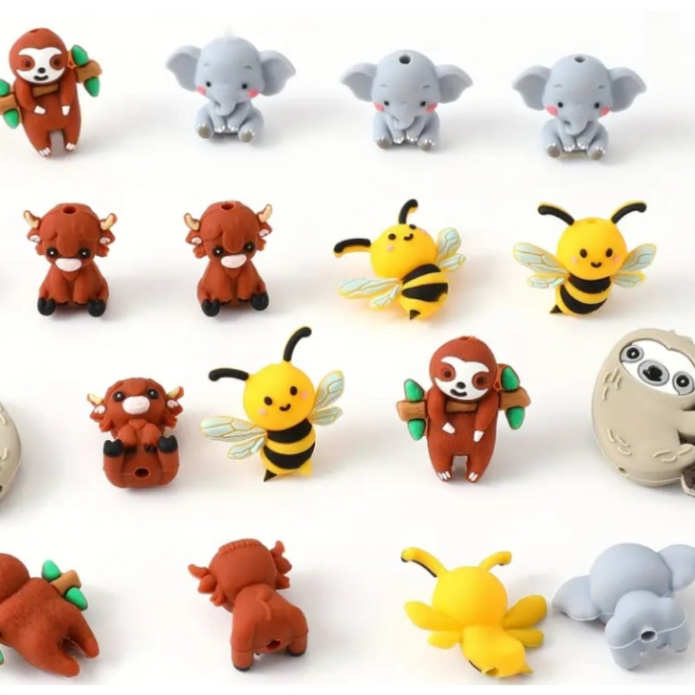 Wholesale 10pcs Cartoon 3D Cute  Bee Silicone Beads