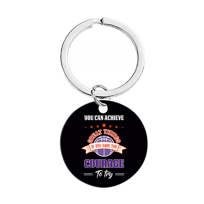 Wholesale Basketball Circular Hanging Tag Metal Keychain