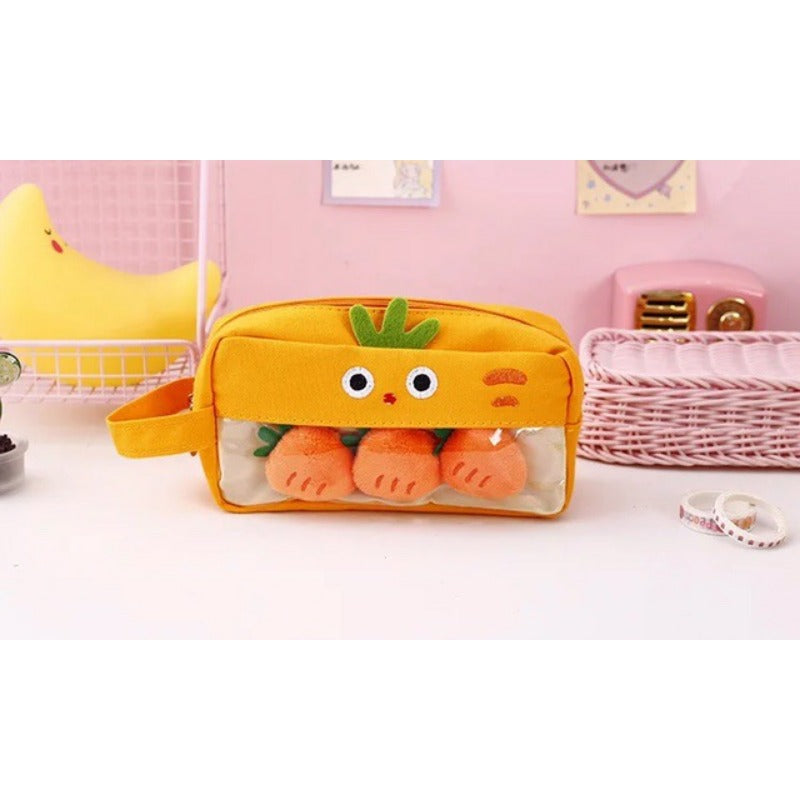 Wholesale Cartoon Fruit and Vegetable Canvas Pencil Bag